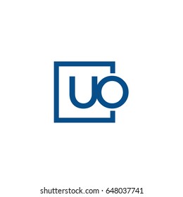 Simple Blue UO initial Logo designs template
