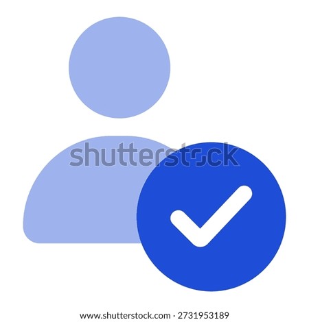 A simple blue user profile icon with a checkmark, representing account verification or a trusted user.