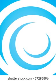 A simple blue vector layout with curling swoosh lines in a spiral shape.