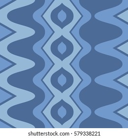 Simple blue vertical scalloped textile seamless pattern