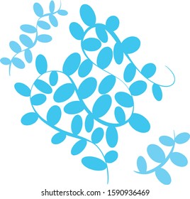 Simple Blue Vine Leaves Pattern Vector for Borders or Decoration