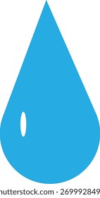 Icono de gota de agua azul simple que simboliza la pureza, la hidratación y la naturaleza. Ideal para proyectos de conservación de agua, diseño ecológico, plomería o bienestar.