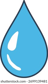 Una simple gota de agua azul sobre un fondo blanco, que simboliza la pureza, la frescura y la importancia de la conservación del agua. Ideal para temas ambientales y de salud.