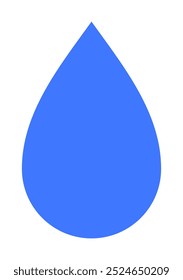 A simple blue water droplet, clean design, and minimalist style. Ideal for environment, sustainability, water conservation, hydratation, purity concepts.