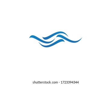 Simple blue water flow vector logo design template