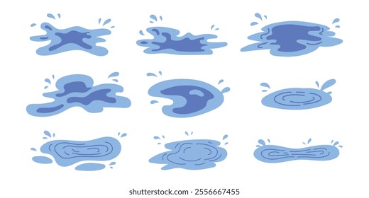 Simple Blue Water Puddle and Water Splash