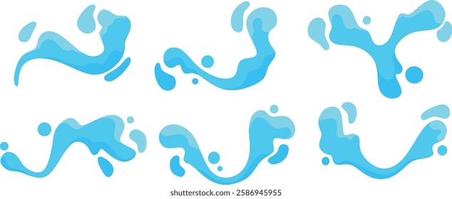 simple blue water splash set illustration	