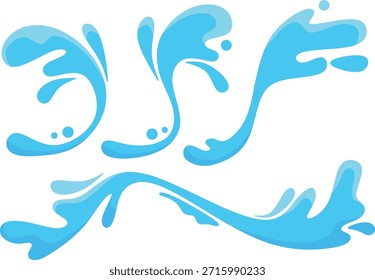 Ilustración de conjunto de salpicaduras de agua azul simple