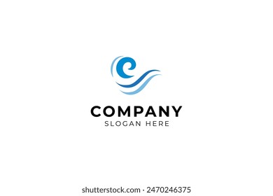 Simple Blue Water Wave for Sea Ocean Beach Water Logo Design Vector