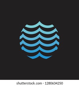 simple blue wave circle geometric gradient logo