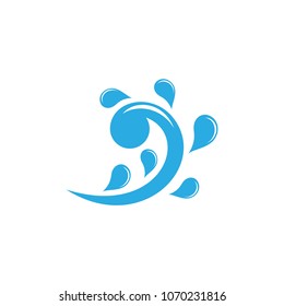 simple blue wave splash curl logo vector