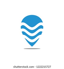 simple blue waves location symbol logo vector 