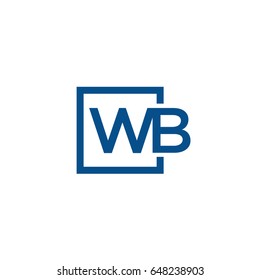 Simple Blue WB initial Logo designs template