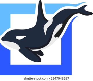 Simple Blue Whale Logo Design