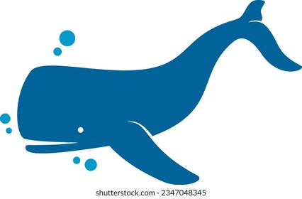 Simple Blue Whale Logo Design