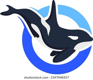 Simple Blue Whale Logo Design