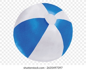 Simple blue and white beach ball illustration on white background, perfect for summer designs and vacation themes.vector