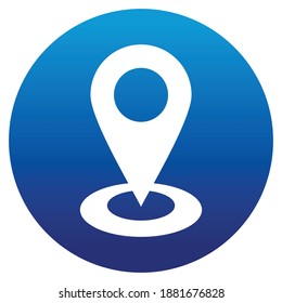 mapa de ubicación de icono de círculo simple azul y blanco