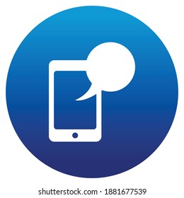einfache blaue und weiße Kreissymbole für mobile Anführungszeichen