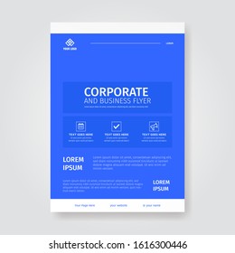 Simple blue white flyer poster template with clean and modern style A4 size