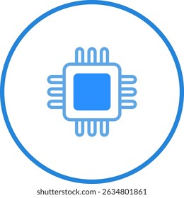 Ilustração de design de microchip simples azul e branco para aplicações de tecnologia