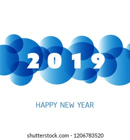 Simple Blue and White New Year Card, Cover or Background Design Template - 2019
