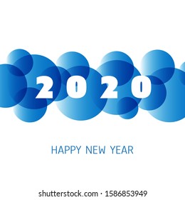 Simple Blue and White New Year Card, Cover or Background Design Template - 2020