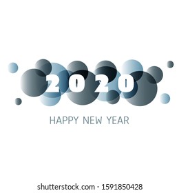 Plantilla de diseño simple de tarjetas, carátulas o fondo de Año Nuevo azul y blanco - 2020