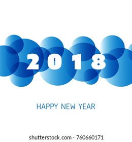 Simple Blue and White New Year Card, Cover or Background Design Template - 2018