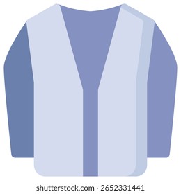 Simple Blue and White Vest Icon with Long Sleeves and V-Neck Des