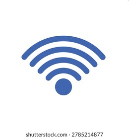 A simple blue Wi-Fi symbol representing wireless internet connectivity.