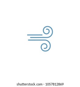 Simple blue wind sign icon isolated on white background
