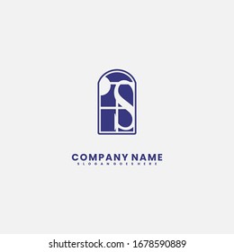 einfaches blaues Fenster mit S Logo Buchstaben Design Konzept.
