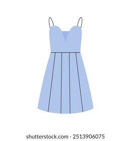 Simple blue women's dress cartoon vector illustration isolated on a white background 3