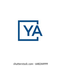 Simple Blue YA initial Logo designs template
