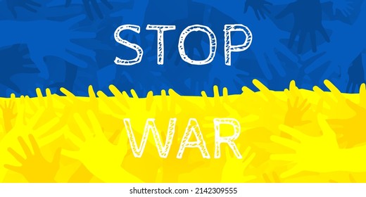 Simple blue and yellow russian ukraine stop war vector illustration, suitable for all things russian ukraine war