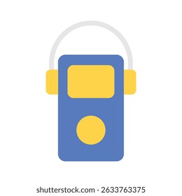 Simple blue and yellow walkie-talkie vector. Communication technology.