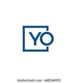 Simple Blue YO initial Logo designs template