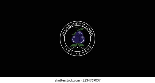 Simple blueberry's logo design with modern style premium vector