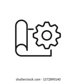 Simple blueprint line icon. Stroke pictogram. Vector illustration isolated on a white background. Premium quality symbol. Vector sign for mobile app and web sites.