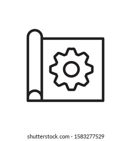 Simple blueprint line icon. Stroke pictogram. Vector illustration isolated on a white background. Premium quality symbol. Vector sign for mobile app and web sites.