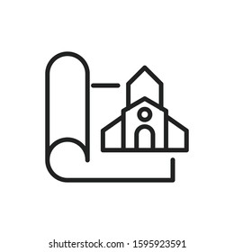 Simple blueprint line icon. Stroke pictogram. Vector illustration isolated on a white background. Premium quality symbol. Vector sign for mobile app and web sites.