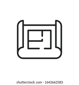 Simple blueprint line icon. Stroke pictogram. Vector illustration isolated on a white background. Premium quality symbol. Vector sign for mobile app and web sites.