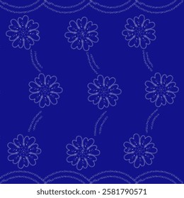 Simple Blue-White Floral  Design Pattern. Can be used as a pattern for fabric, curtain, carpet, wallpaper, tile, laminate, background, card etc.