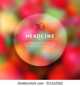simple blurred photo realistic background blank headline brochure leaflets promotional round frame transparent illustration, eps10 vector.