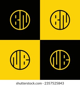 Simple BN and NB Letter Circle Logo Set, suitable for business with BN or NB initial.
