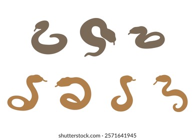 Simple Boa Snake Illustration Design Set