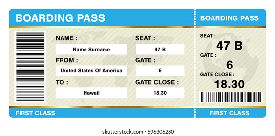 simple boarding pass ticket on white background