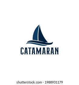 Simple Boat Hull Catamaran Silhouette Logo