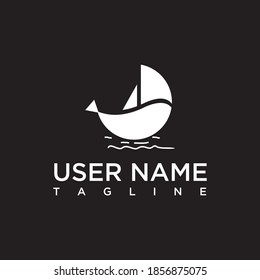 simple boat logo concept, unique, creative white color